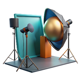 3D character with a film camera