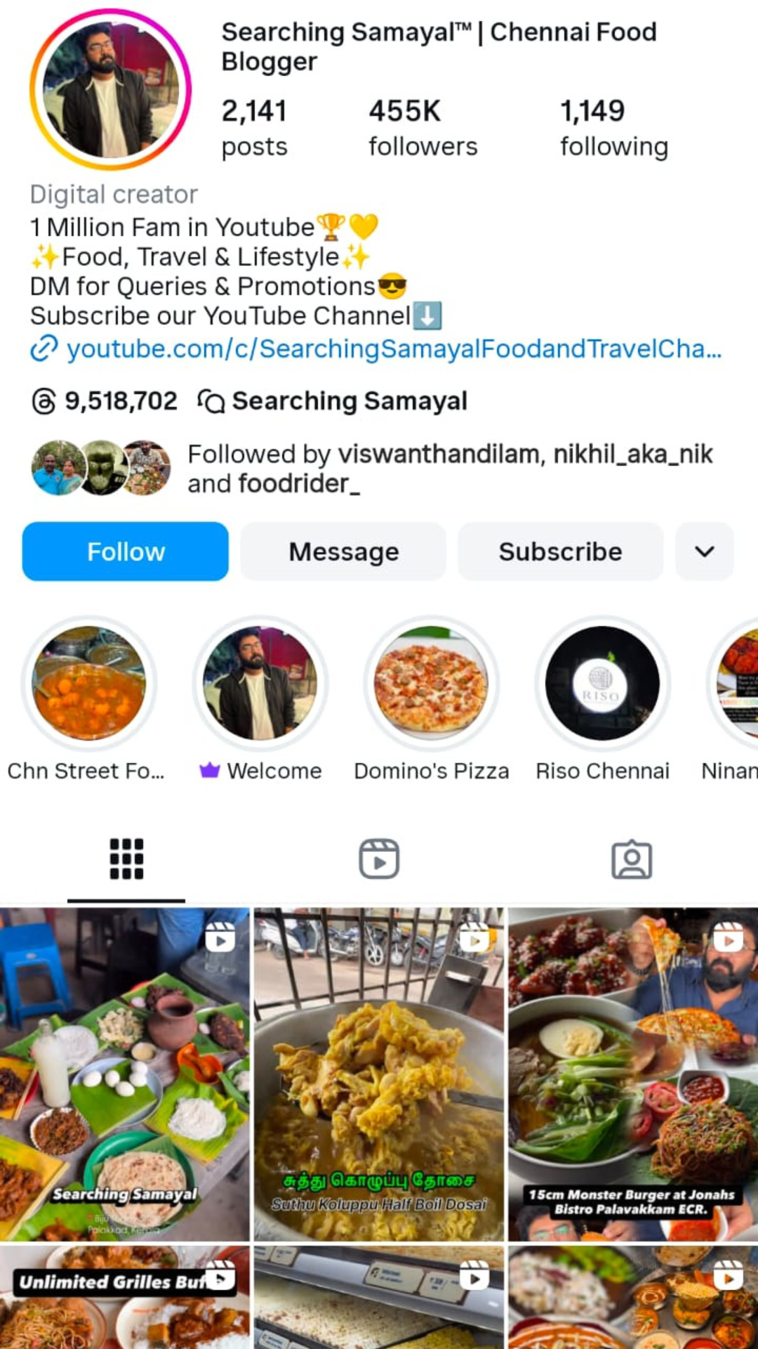 Instagram influencer profile page image