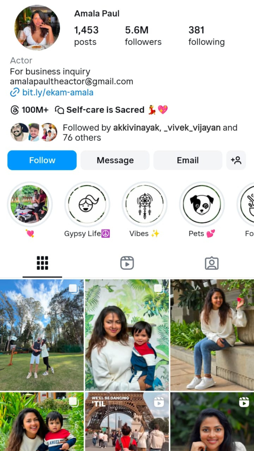 Instagram influencer profile page image